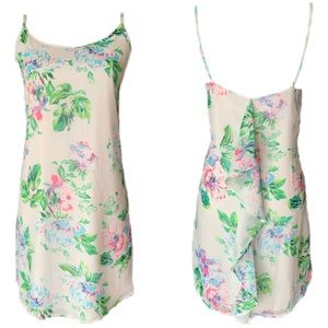 Norah White Floral Ruffle Spaghetti Slip Dress